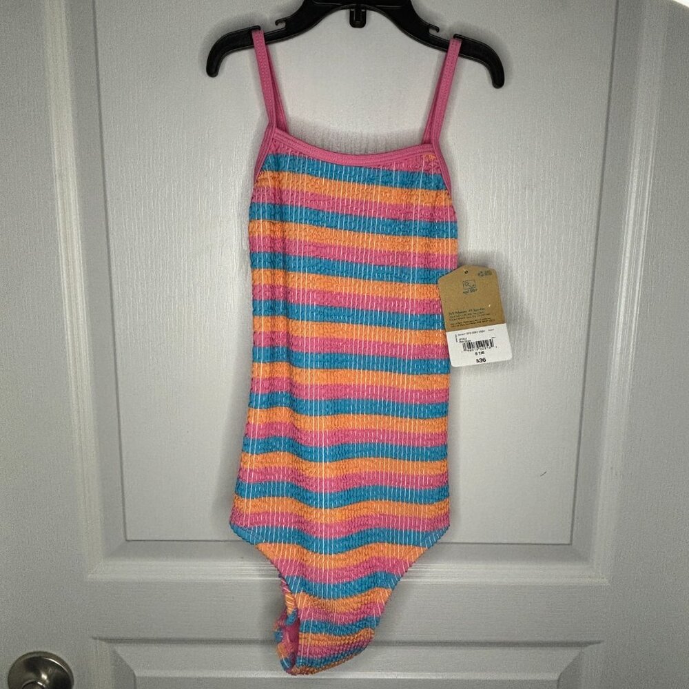 Thereabouts Girls Kids Striped One Piece Swimsuit Bathing Suit NEW